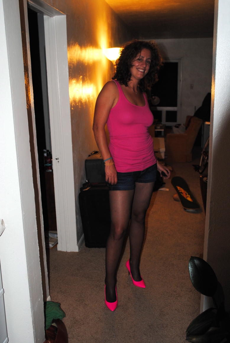 me in pink and fishnets
