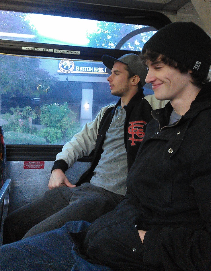 jack and xander on the bus